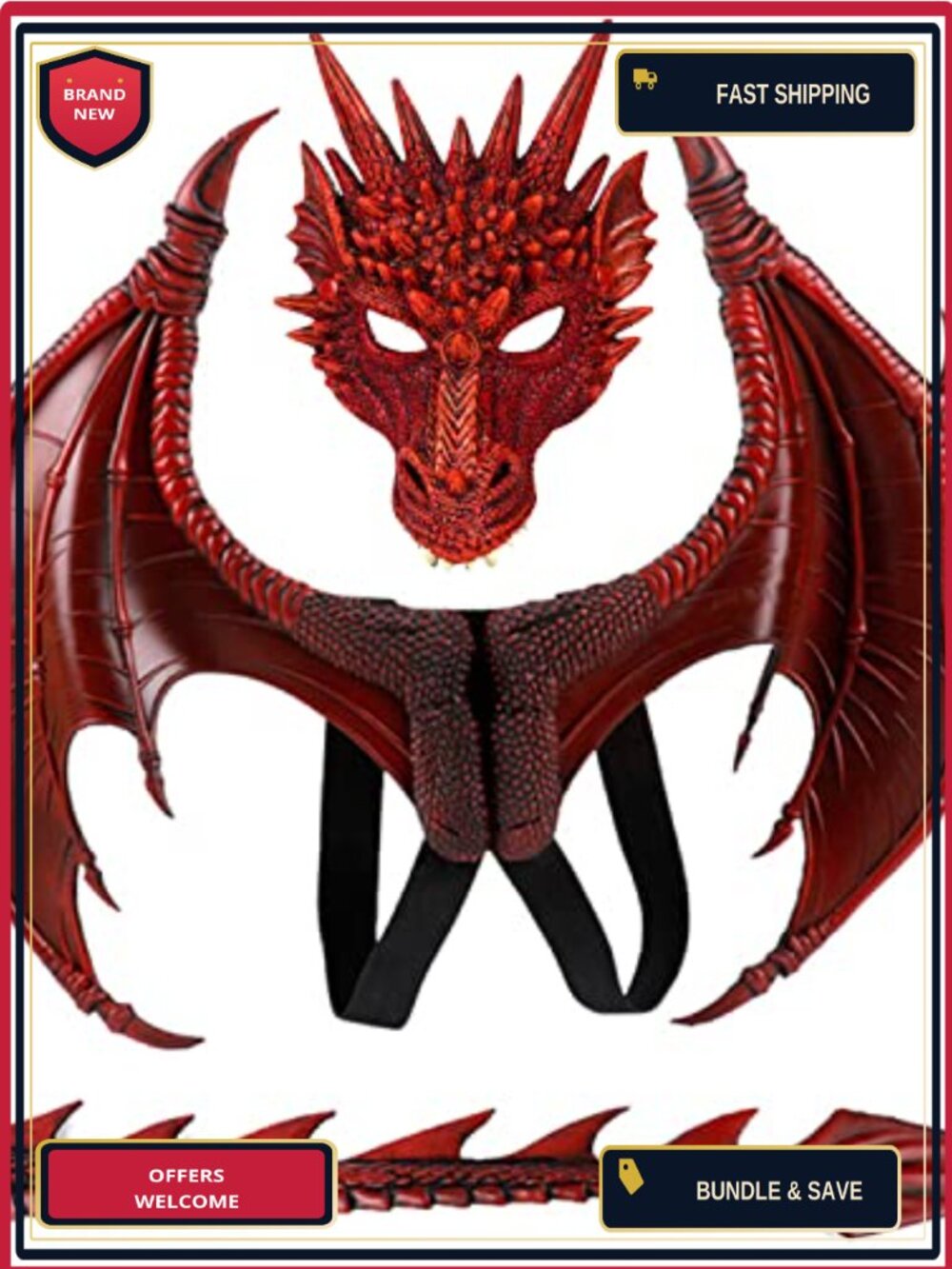 Dragon Wings Mask Tail Set Devil Costume PU Foam Halloween Cosplay